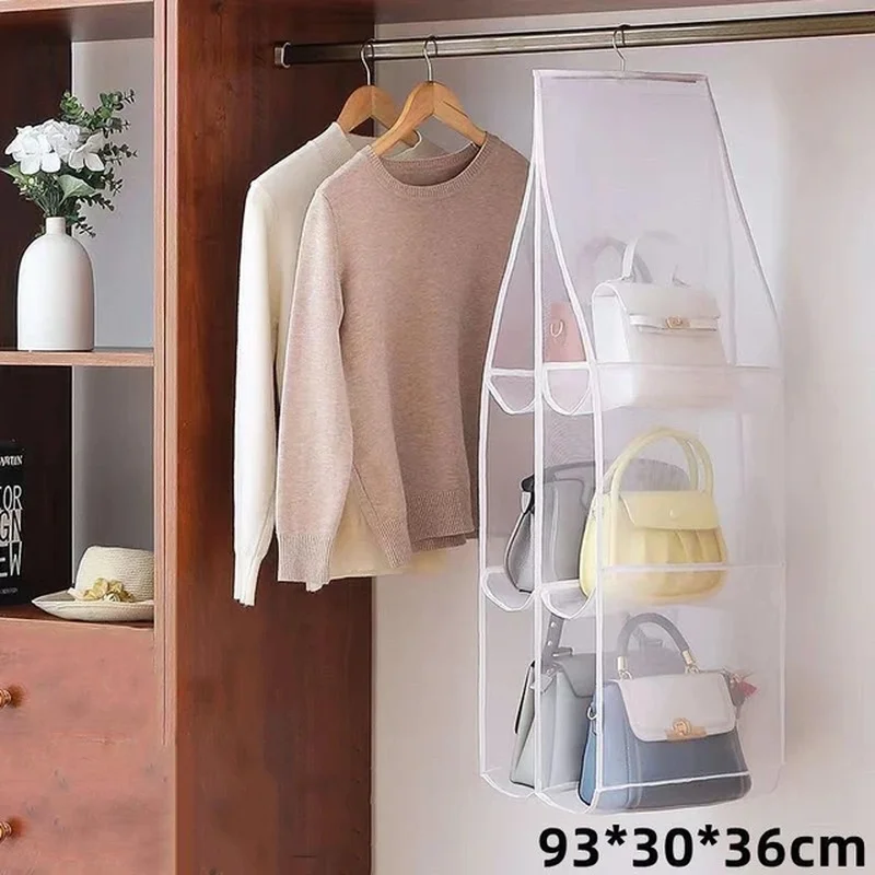 Hanging Handbag Organizer Wardrobe Closet Transparent Storage Bag Door Wall Clear Sundry Shoe Bag Hanger Pouch Accessories Stuff