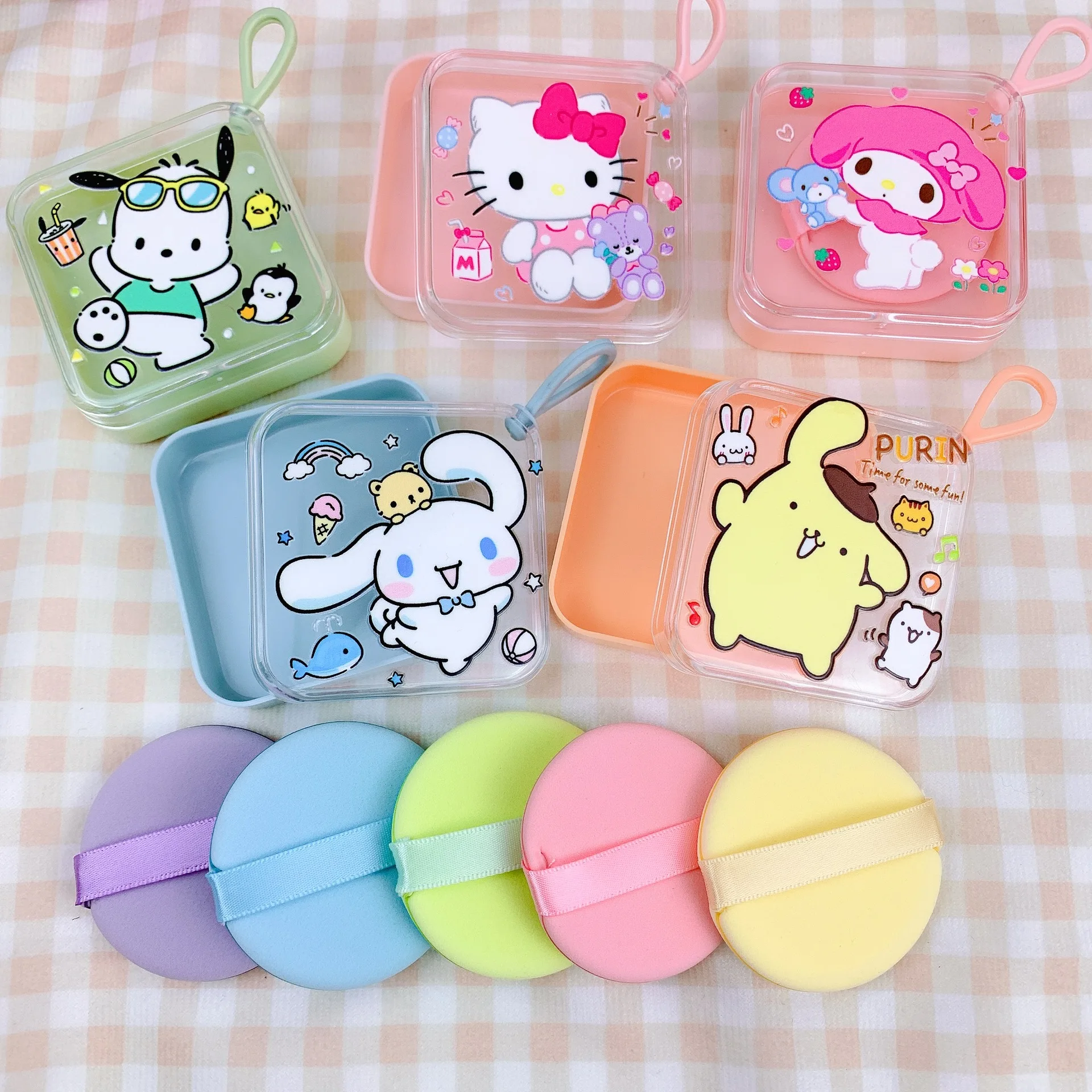 

Sanrio Hello Kitty Double-Sided Powder Puff Cute Cartoon Kuromi My Melody Girls Makeup Powder Powder Dry and Wet Makeup Sponge