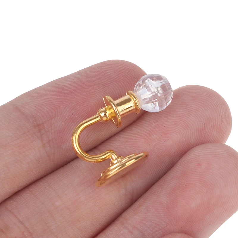 1Pair Dollhouse Miniature Silver/Gold Crystal Wall Lamp Model 1:12 Mini Wall Light Doll House Decor Accessories