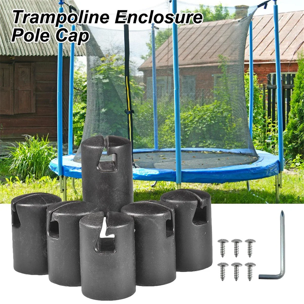 Trampoline End Caps for Net Poles, Trampoline Caps, Post Caps, Trampoline Housing Piston Cap for Flat Steel Sheet Outer