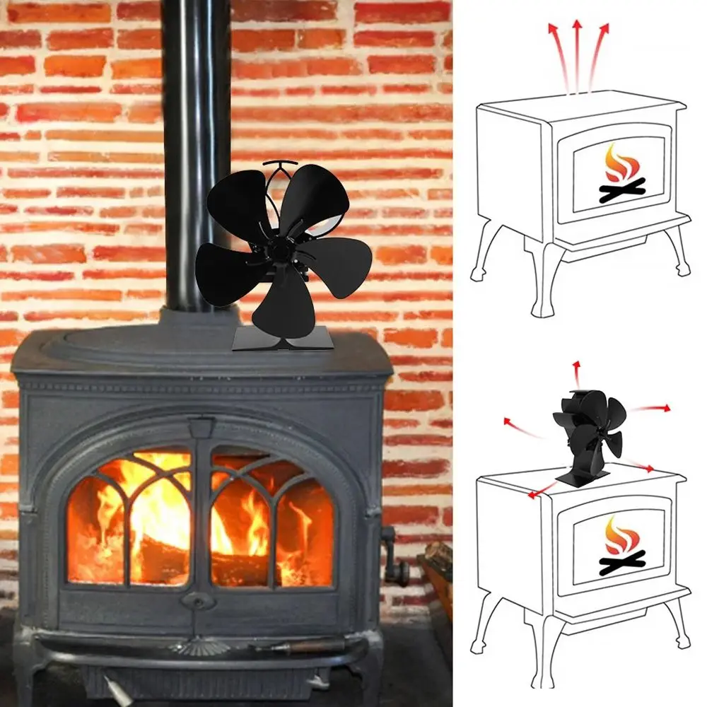 

5 Blades Power Saving Eco Fan Replacement Wood Stove Fan for Heat Powered Log Burner Fireplace Fan