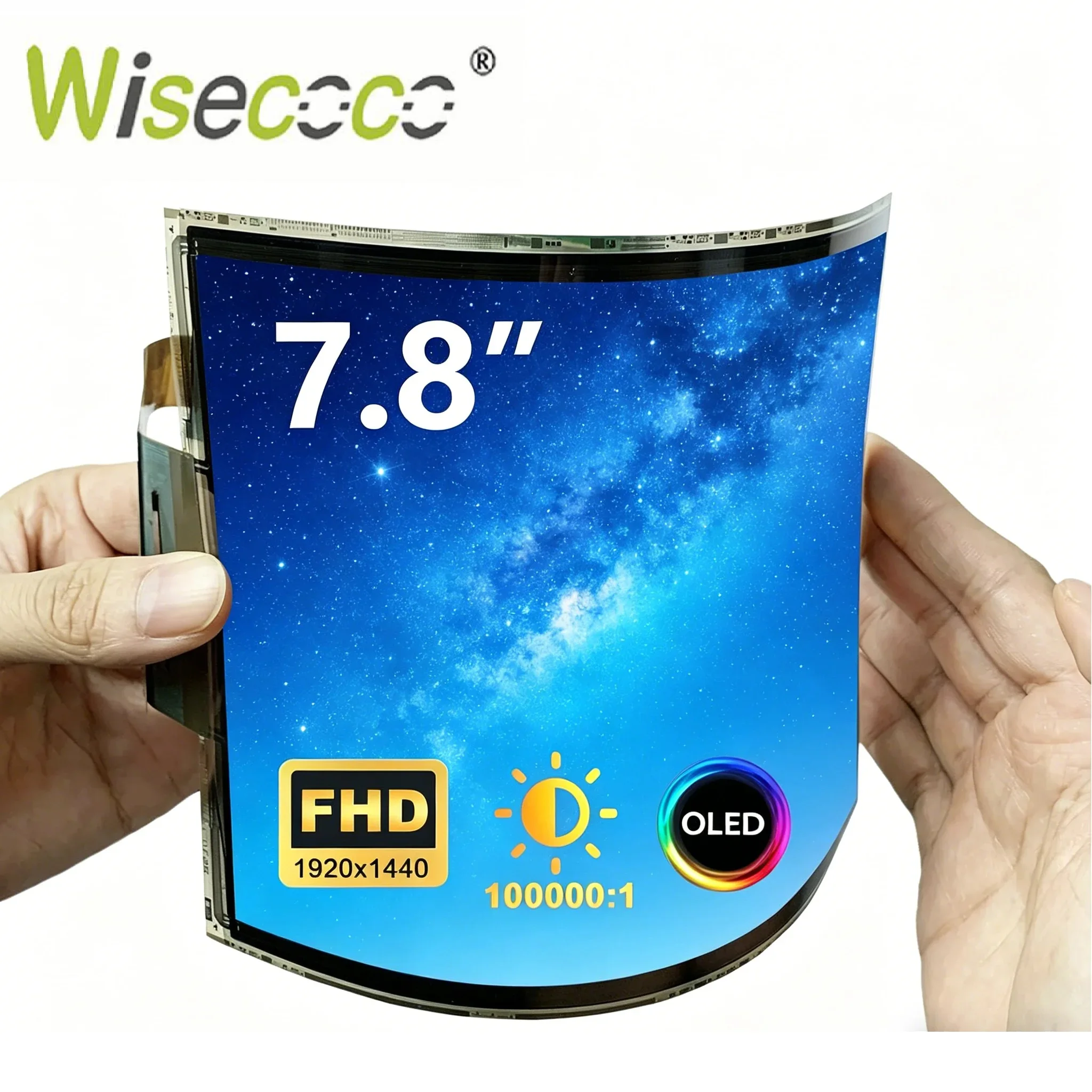 

Wisecoco 7.8 Inch Flexible AMOLED Display 1920x1440 Curved Bendable Screen Type C HDMI with Driver Board for Raspberry Pi Window