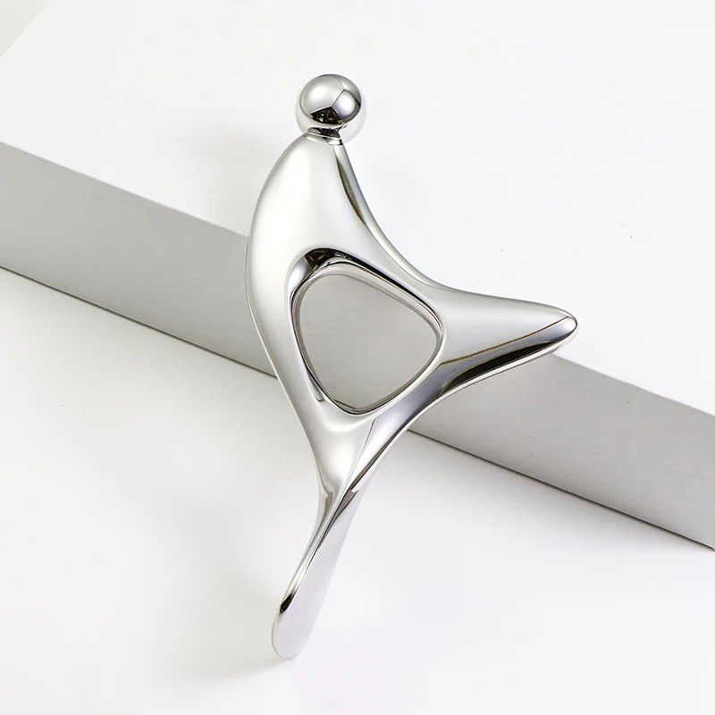 

Reflexology Shiatsu Triangle Meridian Tool Silver Solid Stainless Steel Face Shoulder Massage Tool