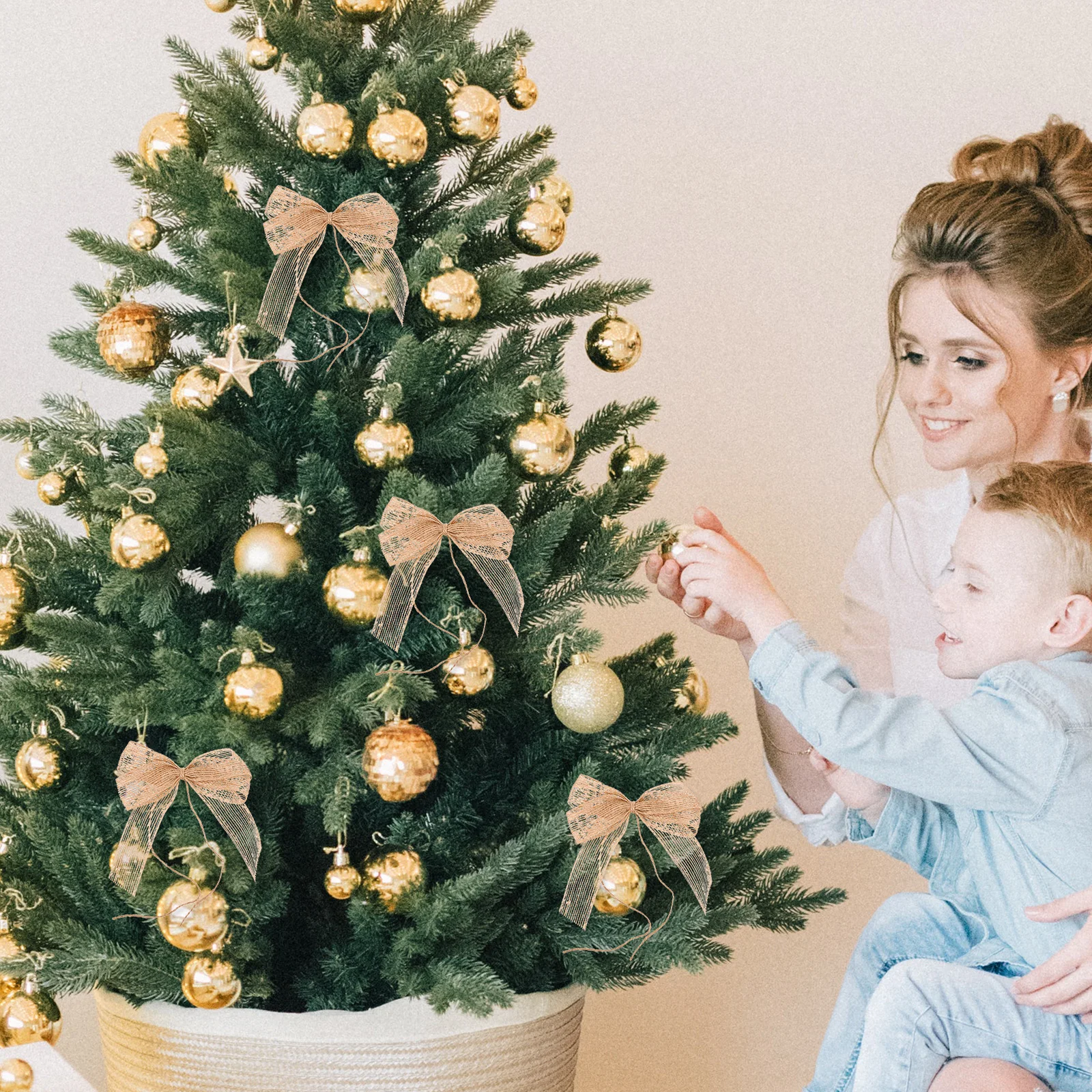 

10Pcs DIY Bowknot Ornaments Rustic Christmas Tree Garland Bow Wreath Bow Decoration Xmas Party Home Decor Christmas Bows