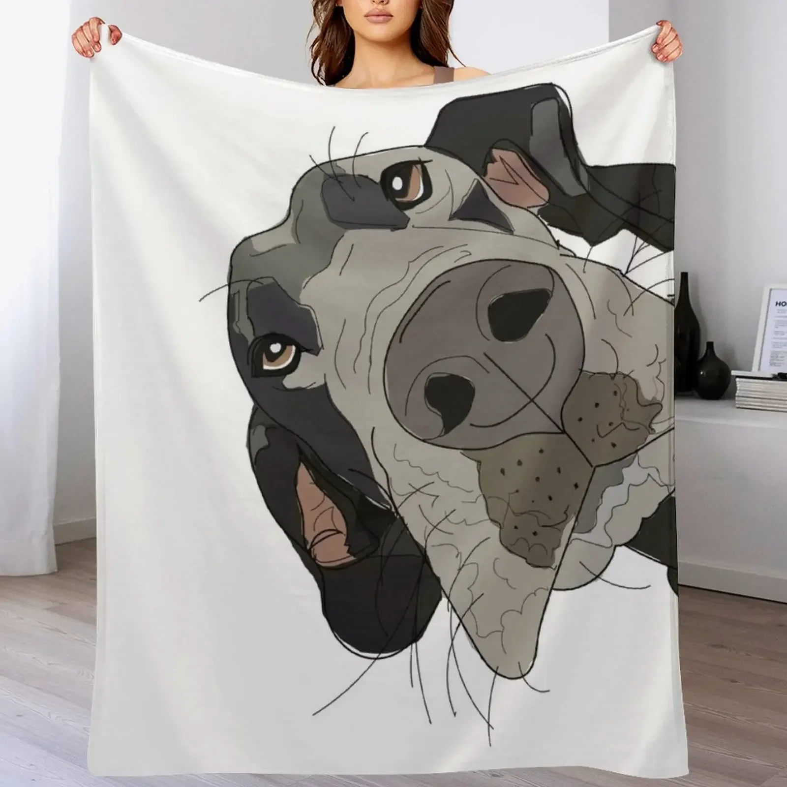 Great Dane In Your Face Dog Throw Blanket Soft Plaid Blankets