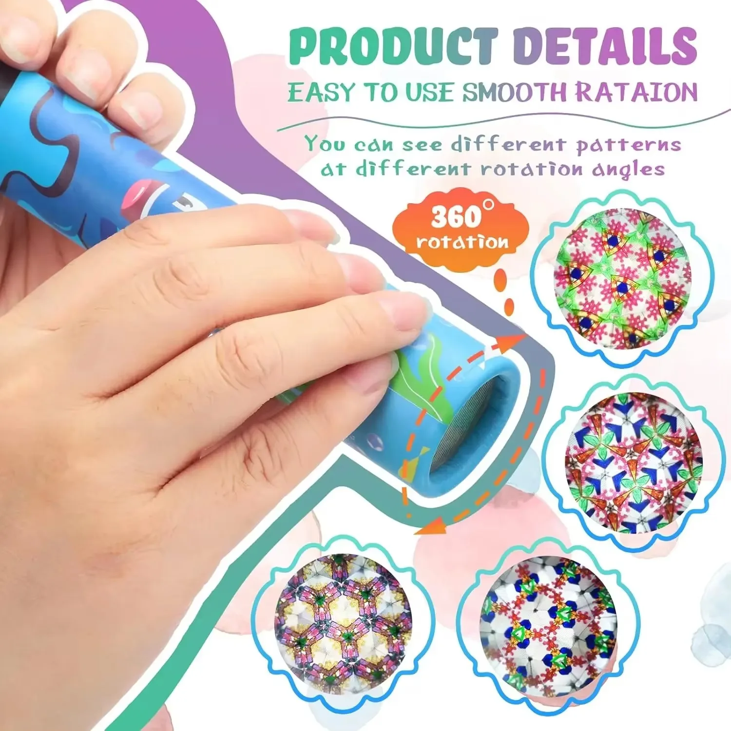 ลานตาหมุนของเล่นคาไลโดสโคปหมุนปรับแฟนซีสีโลกคาไลโดสโคปเชิงตรรกะแบบโต้ตอบสําหรับเด็ก