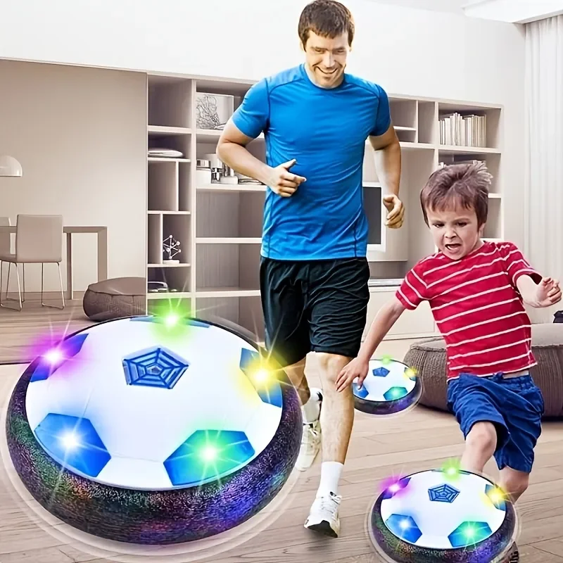 Elektrischer Fußball aufgehängt Fußballspiel zeug Fußball gleiten Luftkissen schwimmenden Schaum Fußball Kinder geschenk, mit LED-Musik Licht