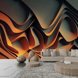 Papier peint mural personnalisé moderne, lumière de luxe, vague abstraite, peinture murale 3D, salon, canapé, fond de chambre à coucher, décor à la maison, fresque