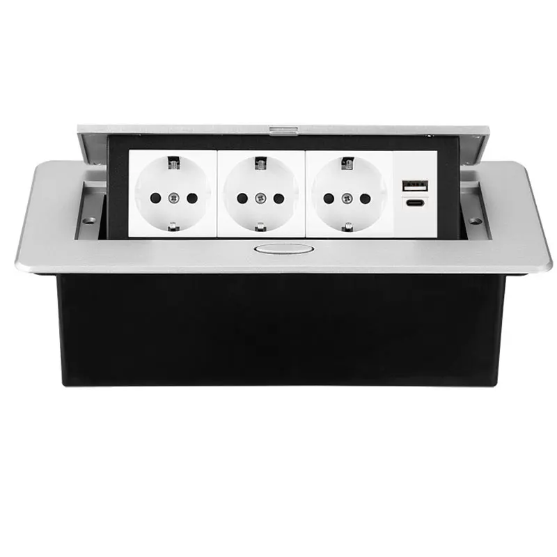 Nuevo Toma de corriente estándar Universal de 16A con USB tipo c, toma de carga de 10W, toma de escritorio oculta emergente integrada, enchufe del Reino Unido
