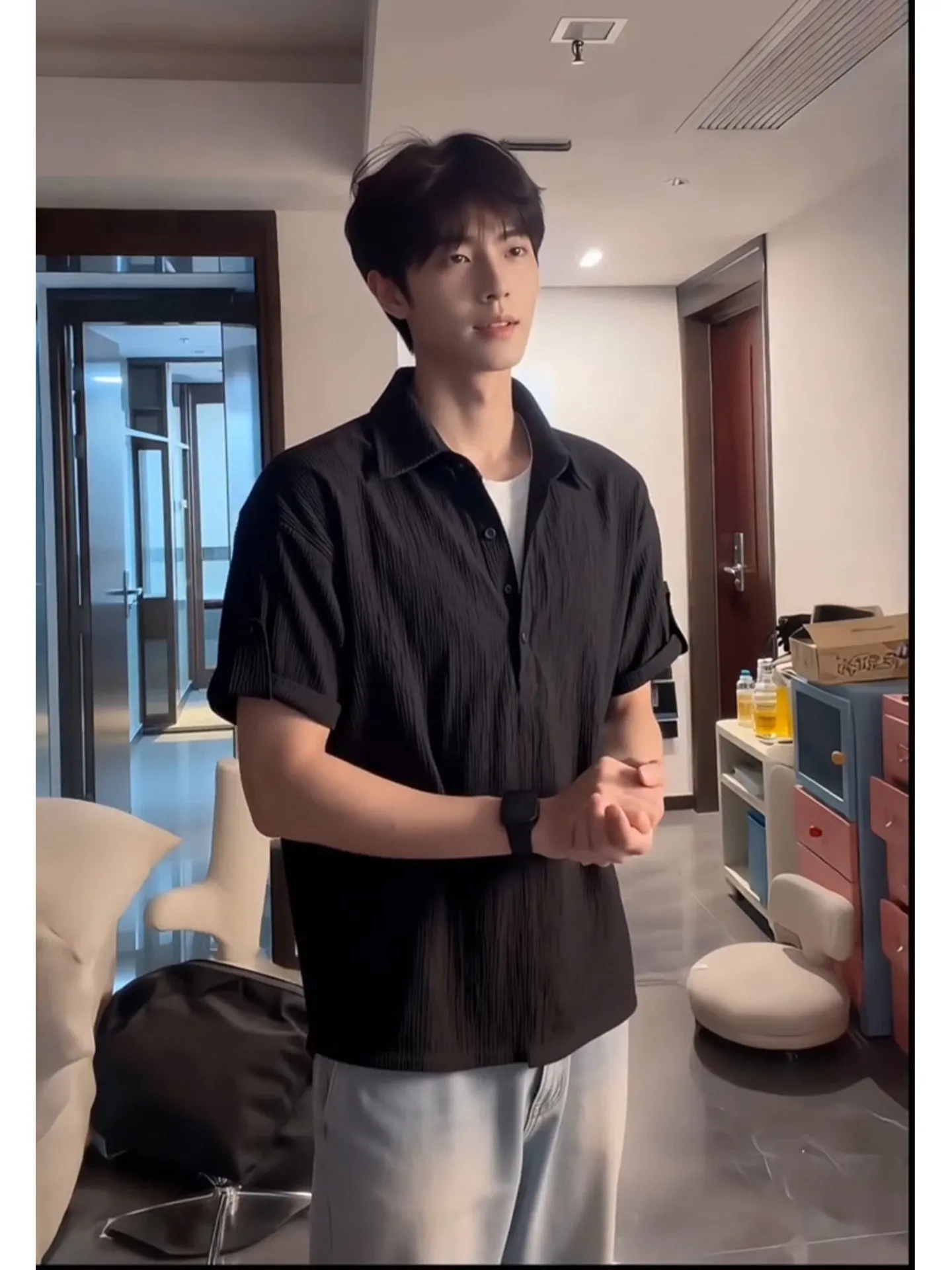 Loose Casual Short Sleeve  Shirt Men's Summer T-Shirt Fake Two-Piece Half Sleeve Breathable Comfortable Youth Popular