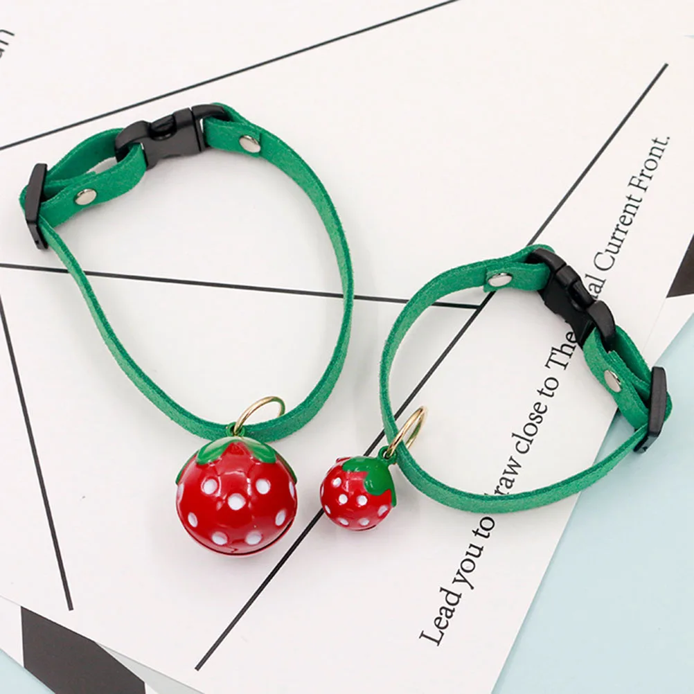 

Bell Pet Collar Strawberry Design Adjustable for Cat Dog Green Size Xs Fashionable Pet Supplies Stylish Bell Dog Collar