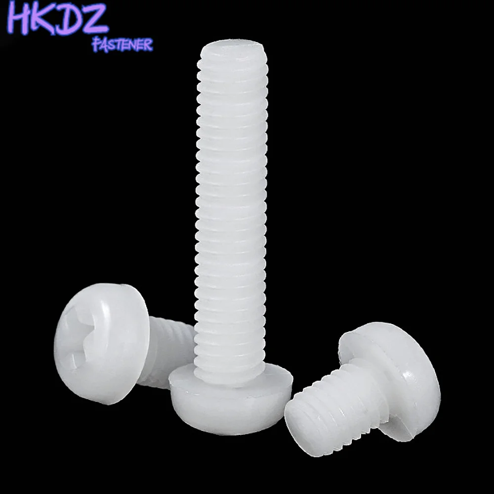 

White Nylon Plastic Phillips Pan Head Cross Round Screw Bolt M2 M2.5 M3 M4 M5 M6 M8 Metric Threaded length 5mm-25mm
