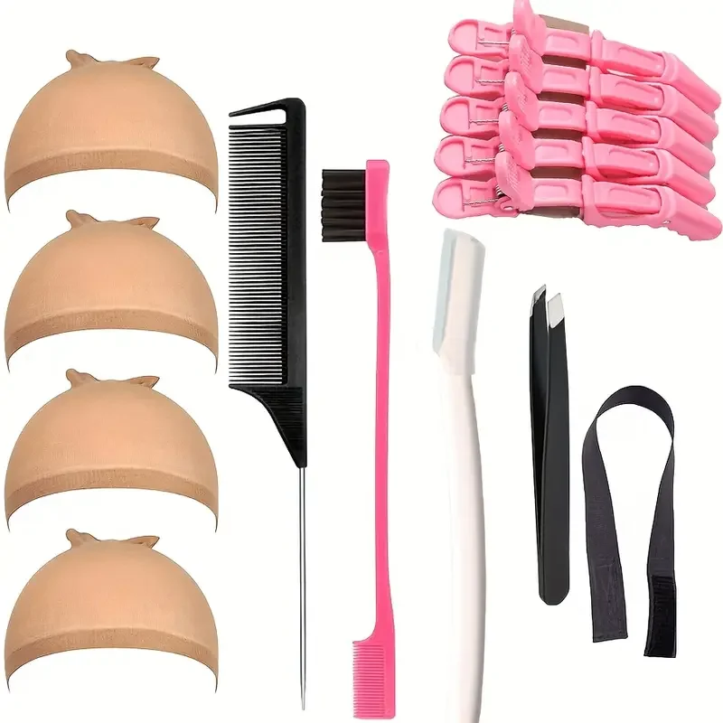

Wig Kit for Lace Front Wigs for Beginners 7pcs, Lace Melting Elastic Band for Wigs, Edge Laying Scarf with Wig Caps