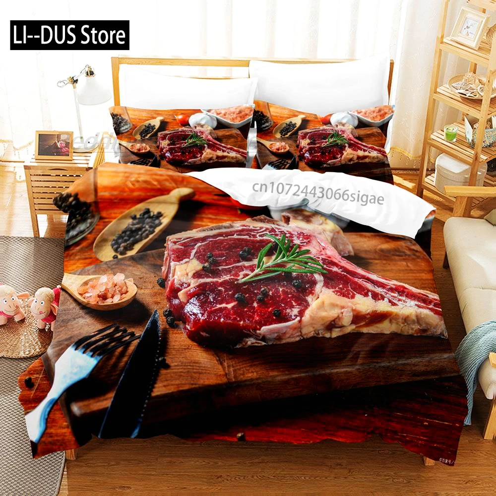 

Beefsteak Bedding Set Single Twin Full Queen King Size Bed Set Aldult Kid Bedroom Duvetcover Sets 3D Print Gourmet Steak