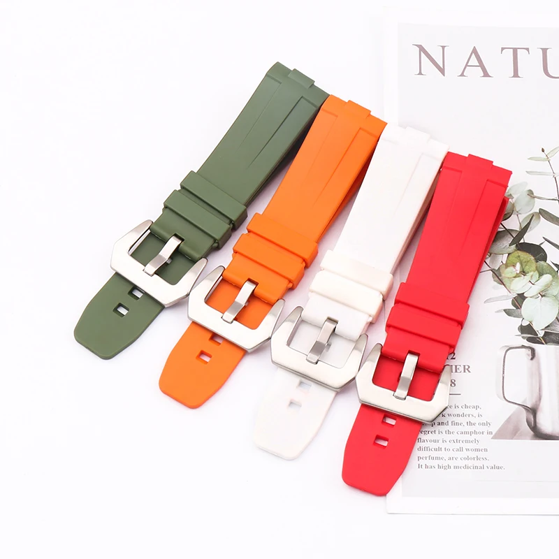 

Watch accessories for Panerai PAM441 PAM111 Arc mouth 24mm needle buckle rubber strap unisex
