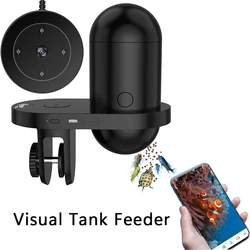 Alimentador automático de peces con cámara, tanque Visual, dispensador de alimentos, sincronización cuantitativa, aplicación Wifi inteligente para acuario, carga USB