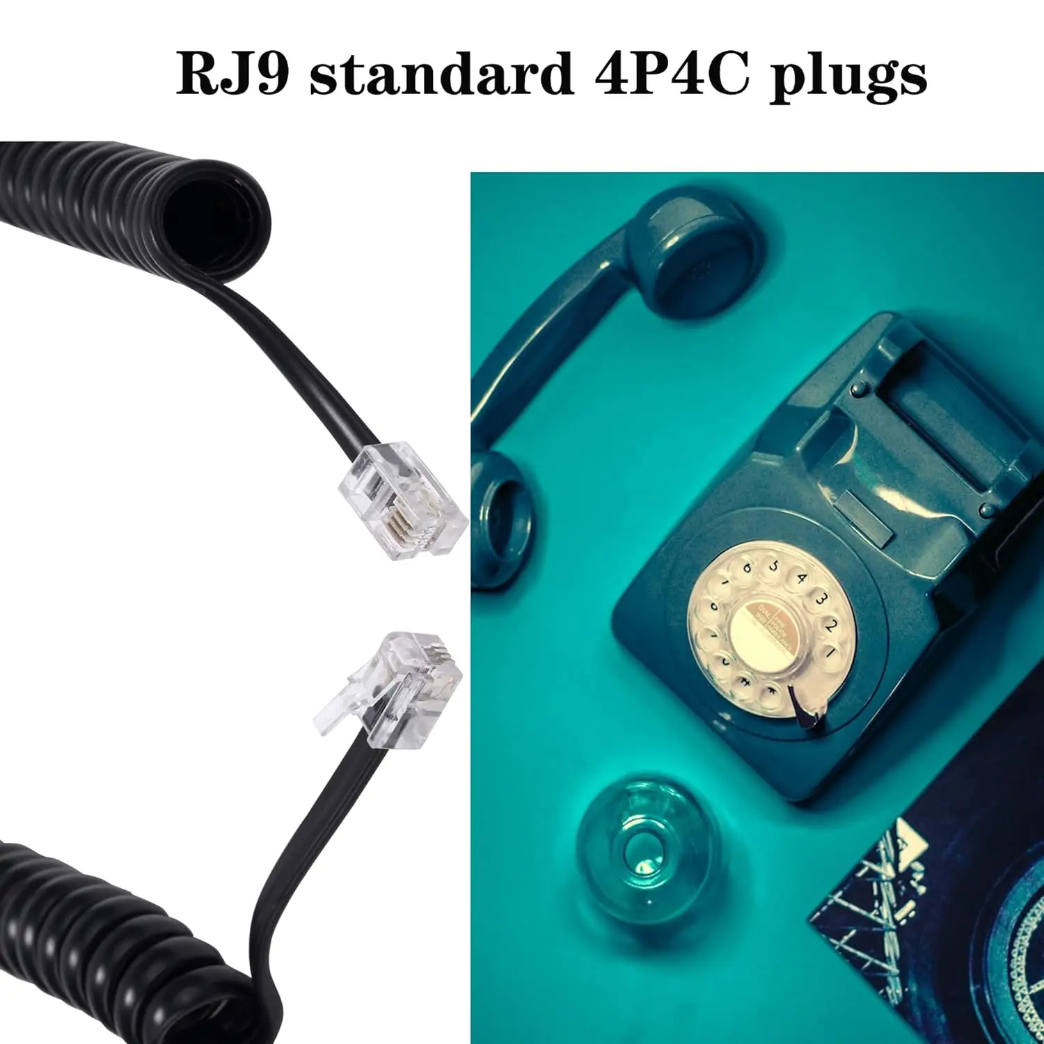 RJ9 4P4C Telephone Cord Detangler,  8Ft Telephone Handset Cord and 360 Degree Rotating Landline Cable Detangler