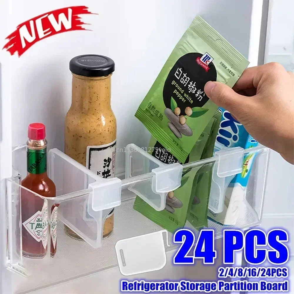 

2/4/8/16/24pc Refrigerator Storage Partition Board Retractable Plastic Divider Storage Splint Kitchen Bottle Can Shelf Organizer