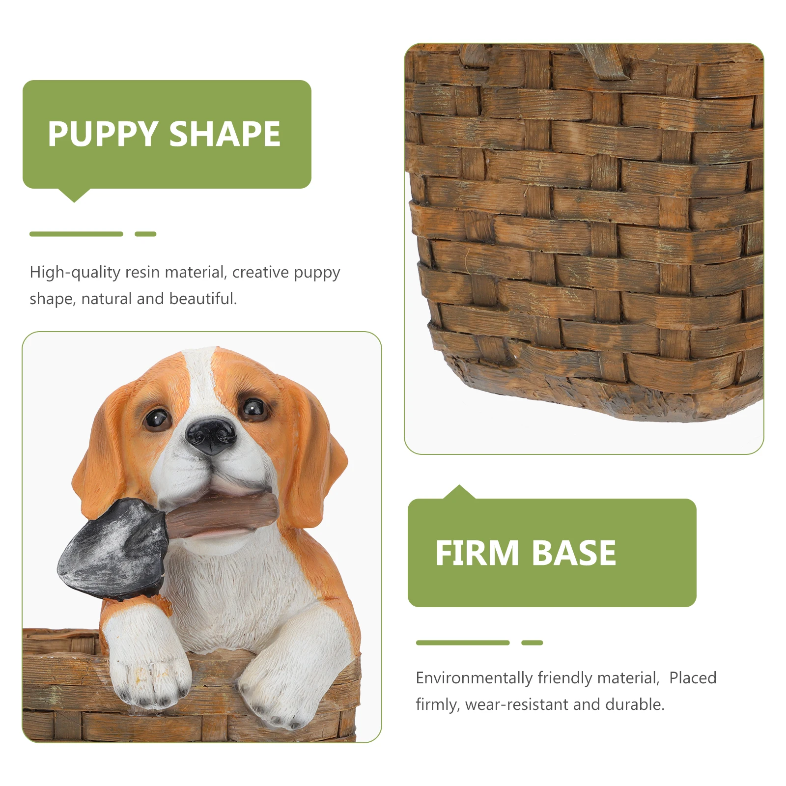 

Cartoon Green Plant Decoration Garden Dog Design Flowerpot Animal Shape Resin Decorative