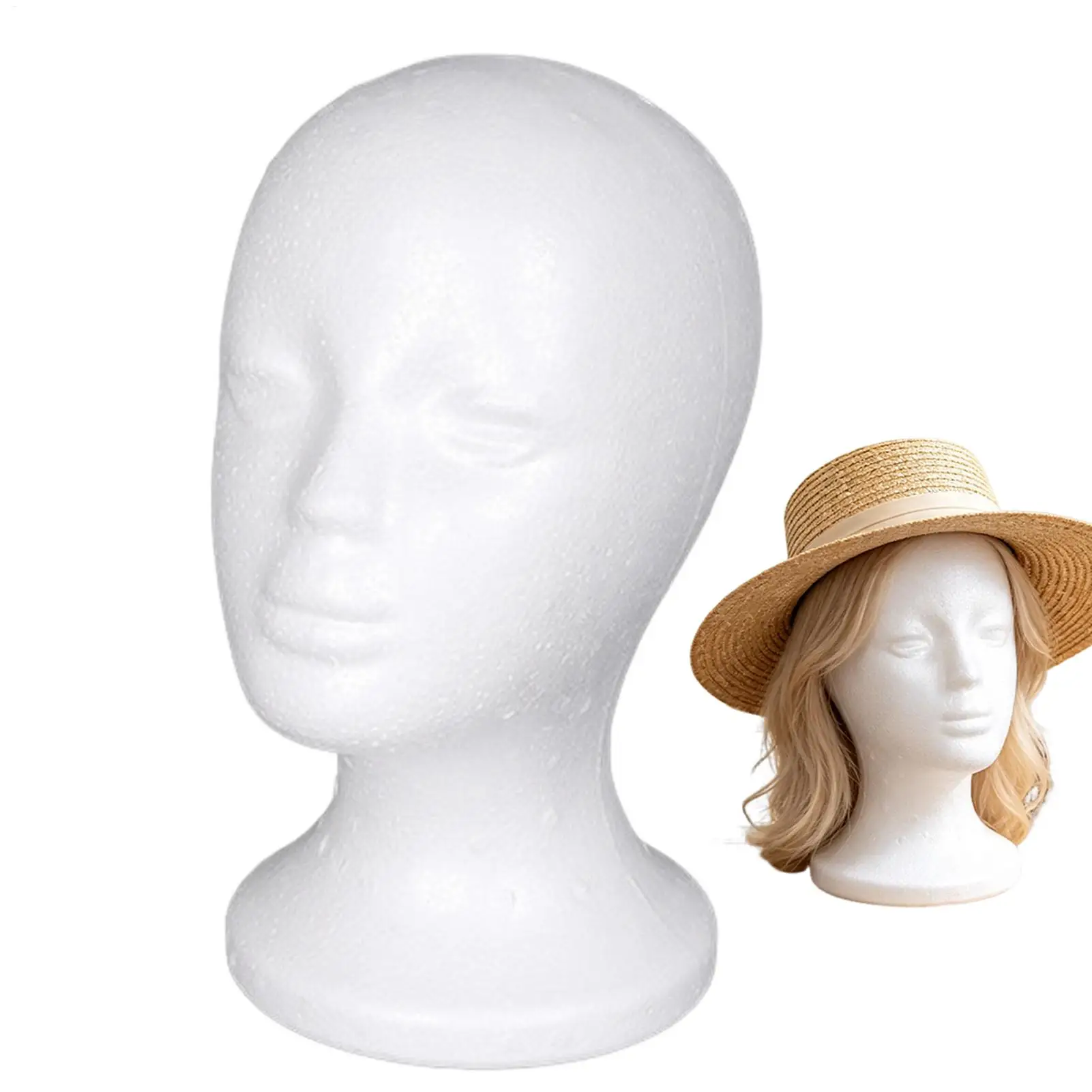 Female Styrofoam Mannequin Manikin Head Model Foam Wig Hair Lightweight Manikin Head Wig Display Stand for Scarves Jewelry Hats