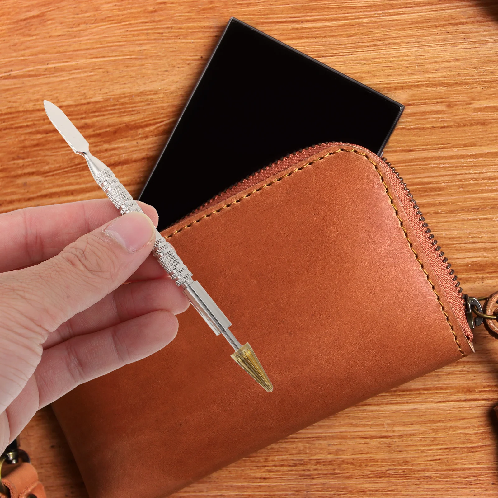 

1Pcs Dye Pen Premium Material DIY Craft Tool Copper Steel Durable Edge Oil Applicator Sealing Oil Applicator