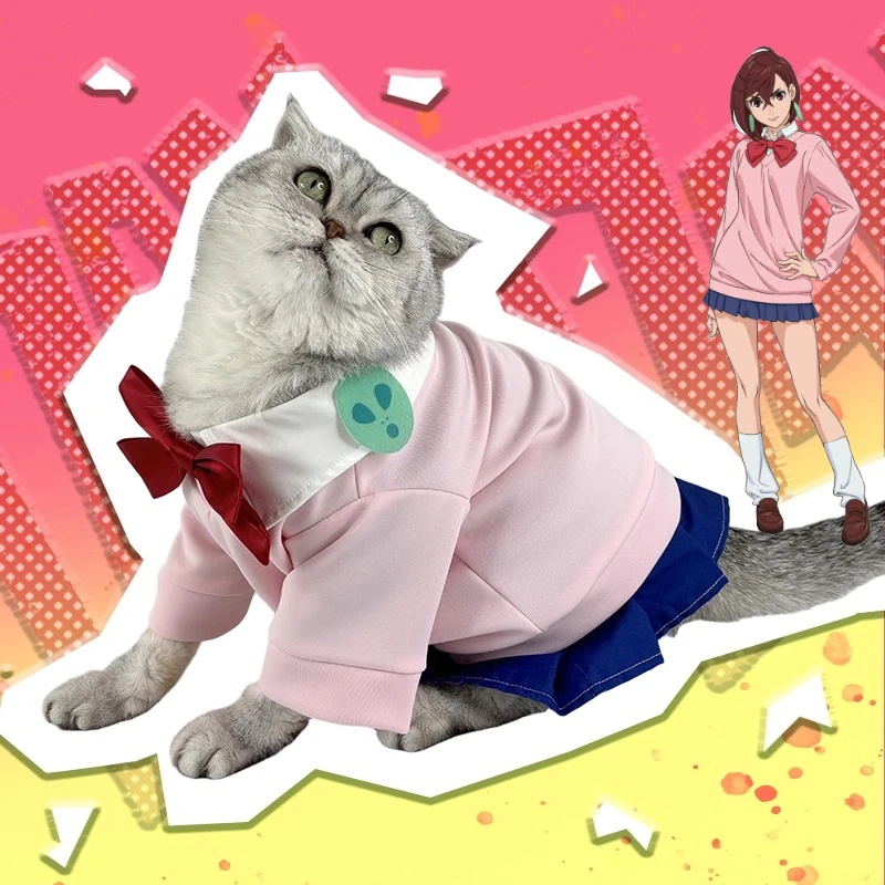 

Ayase Momo Pink Pet Costume Anime Cartoon Cute Cat Dog Cosplay Clothes Halloween Party Pet Outfits Funny Puppy Cat Skirt T-shirt
