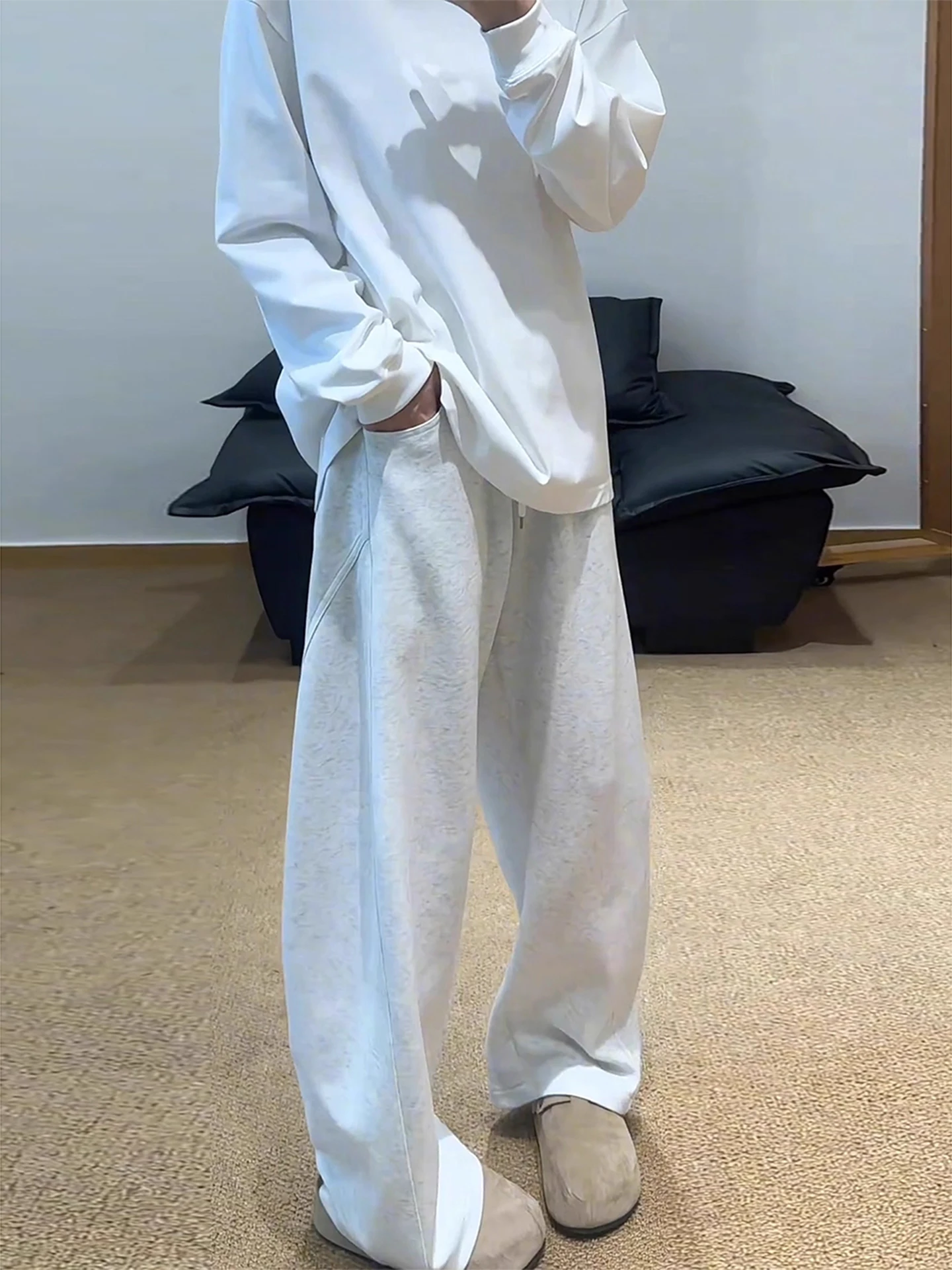 

Cleanfit American Sle Sport Pants Men's ay White Straight Leg Casual Trousers Autumn Wear Comfortable Sweatpants