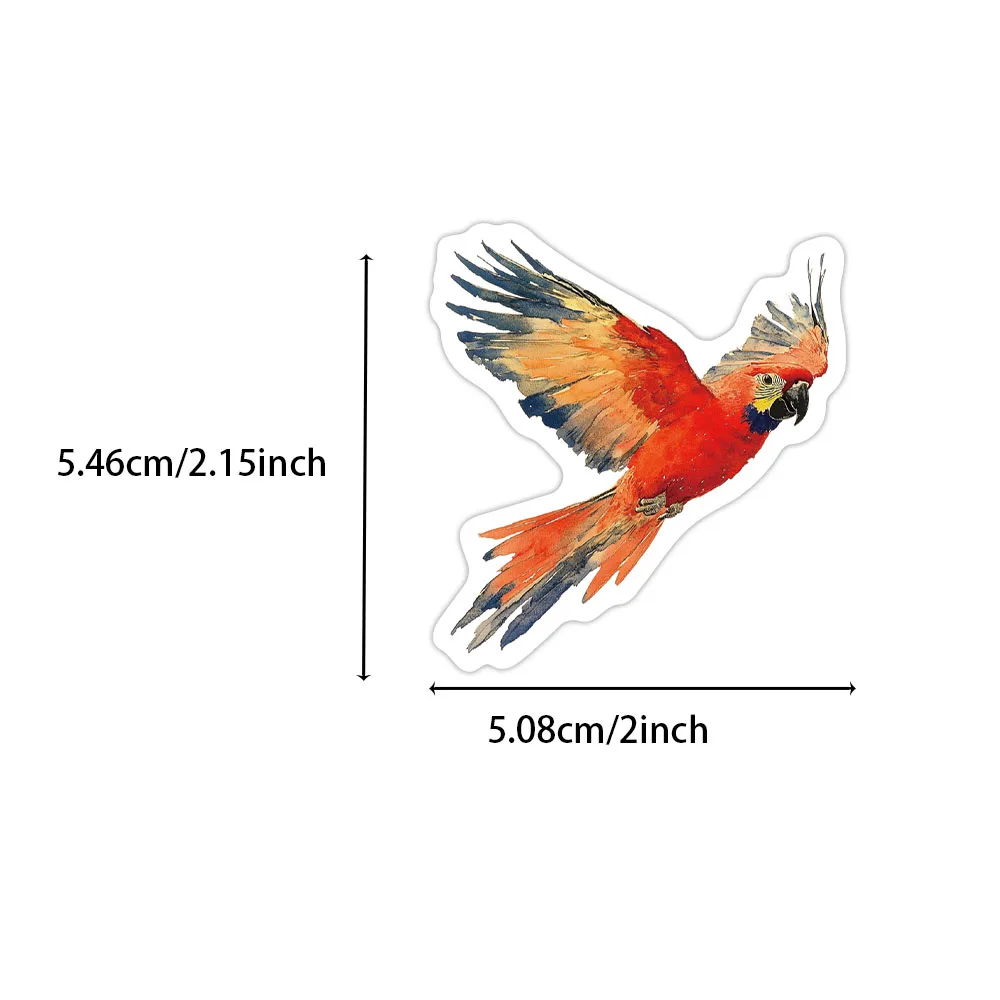 50 pegatinas de pájaros extraños en pintura de acuarela, equipaje,  cuaderno, taza de agua, decoración artística DIY, pegatinas impermeables,  juguete / Juguetes clásicos, image size:1000x1000