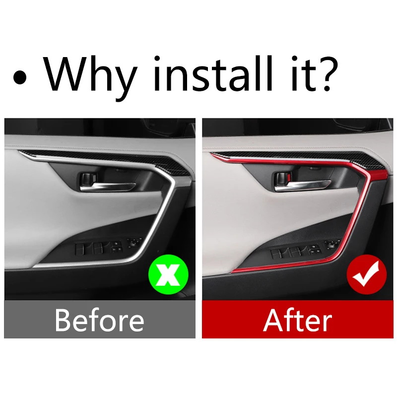 لتويوتا RAV4 XA50 2019 2020 2021 2022 2023 2024 RAV 4 الهجين باب السيارة لوحة مسند الذراع غطاء الكسوة الملحقات #3