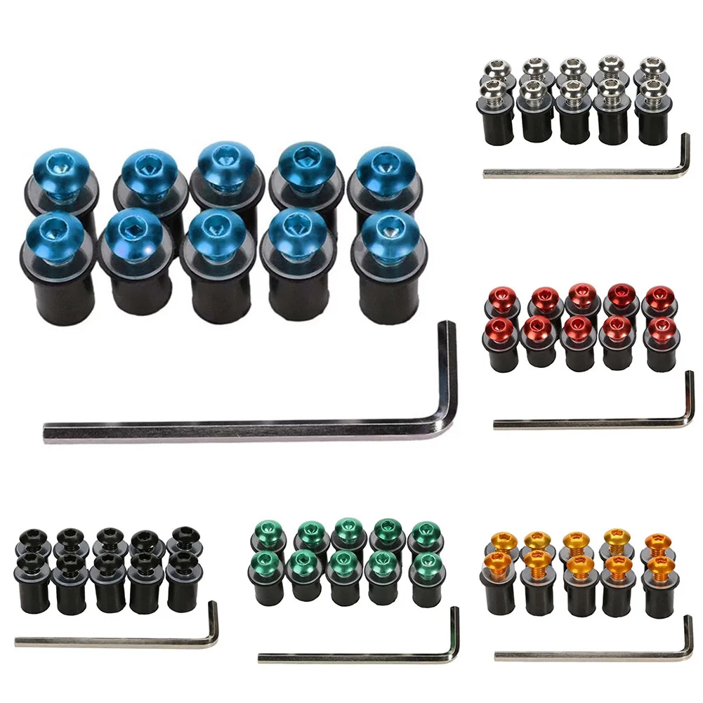 Set of 10 Aluminum Alloy Windshield Bolts Perfect Fasteners for Motorcycle Body Parts Installation and Modification