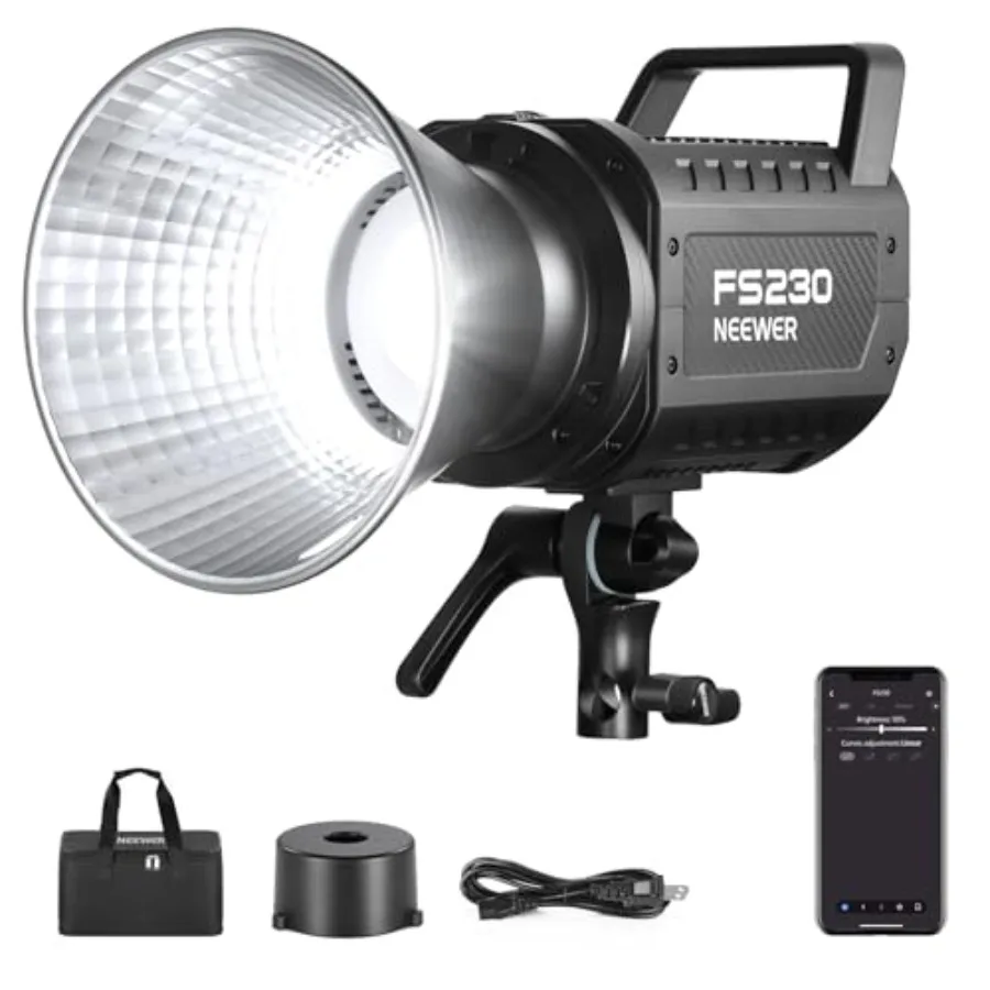 

【New model】FS230 230W COB Video Light 2.4G/APP Control 110000lux/1m 5600K Daylight Bowens Mount Photography Continuous Output L