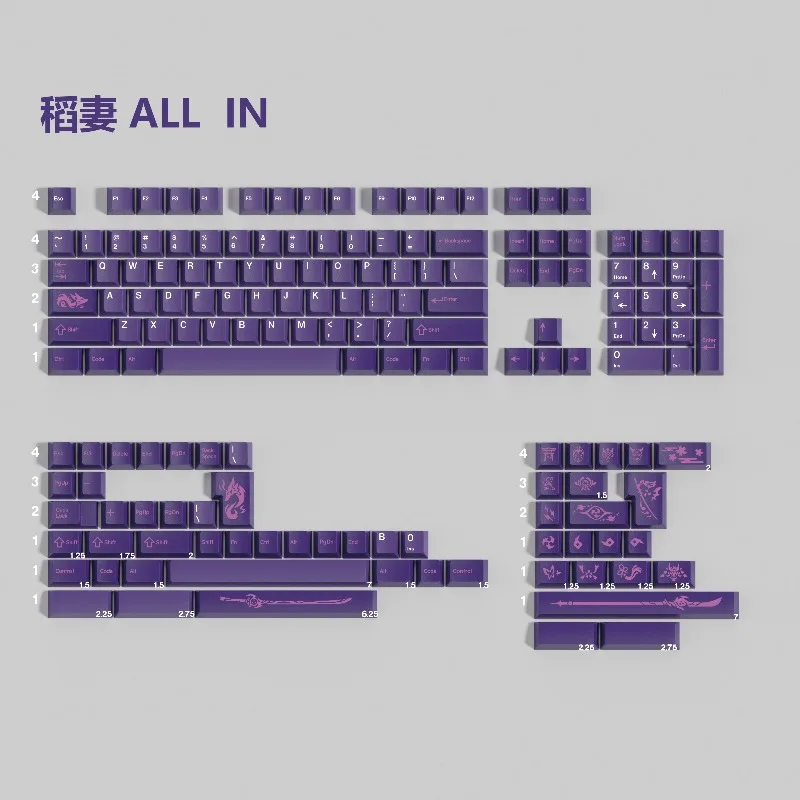 مجموعة أغطية مفاتيح DMK Inazuma Theme PBT Cherry Profile أغطية مفاتيح أصلية مصنوعة يدويًا لملحقات لوحة المفاتيح الميكانيكية هدية ذاتية الصنع