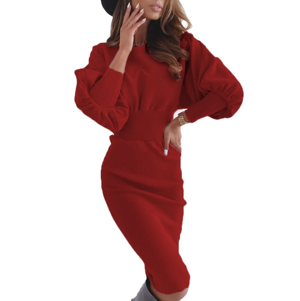 فساتين نسائية فستان فتاة حمراء للخريف تريكو بألواح سموكينج مضلع متعدد الطبقات برباط متدرج الحد الأدنى الجرونج #5