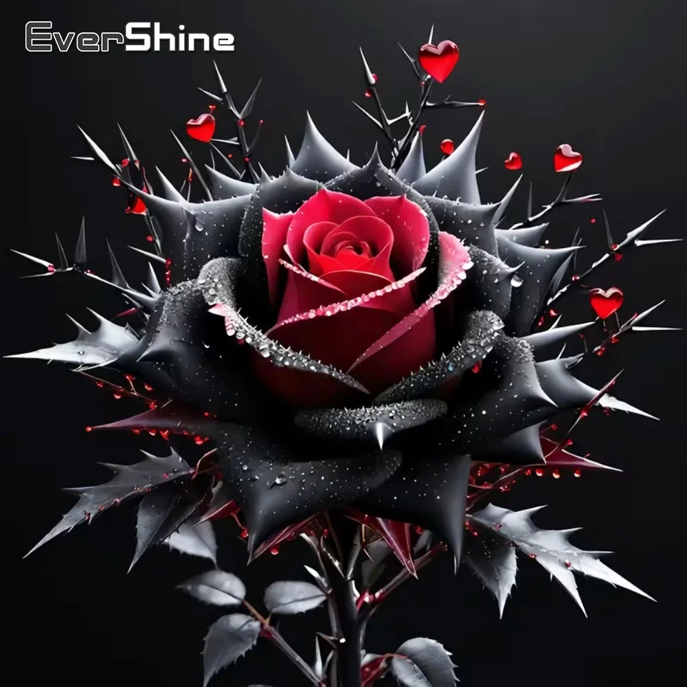 

Evershine алмазная живопись роза мозаика акриловые принадлежности для рукоделия DIY вышивка черный, красный наборы крестиков праздничные подарки