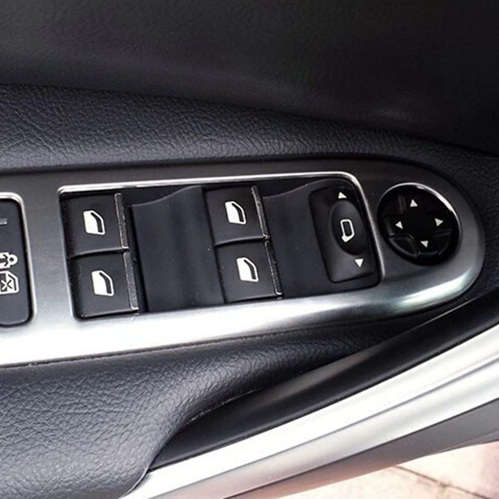 Samochód srebrny drzwi przełącznik podnoszenia okna pokrywa podłokietnika Panel przycisku przełącznika wykończenia naklejki dla Citroen C5 dla Peugeot 508