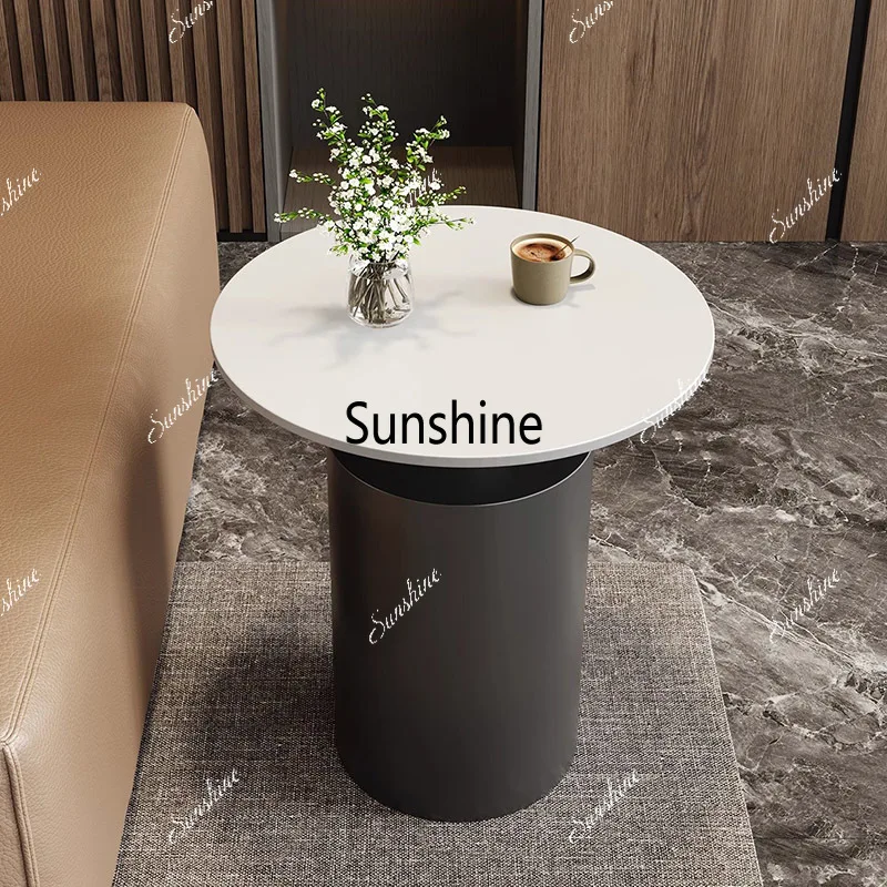 

Aesthetic Glamour Coffee Table Cream Style Modern Nordic Style Side Table With Drawers Round Mueble Living Room Furniture