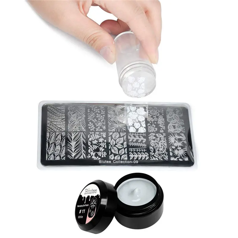 Biutee 12Color 8ml Nail Stamping Gel Polish White Black Print Nail Polish Stamp Painting Soak Off UV Gel For Nail Art Stamping