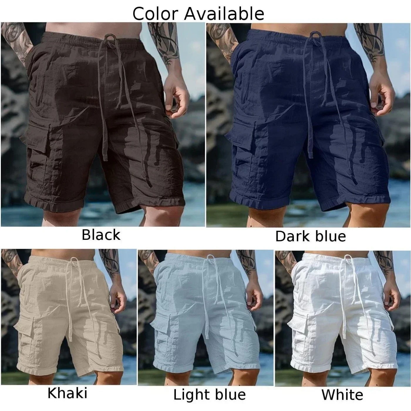 For Holiday For Beach Loose Fit Shorts Mens Cargo Shorts Beach Street Casual Style Medium Stretch Polyester Fabric