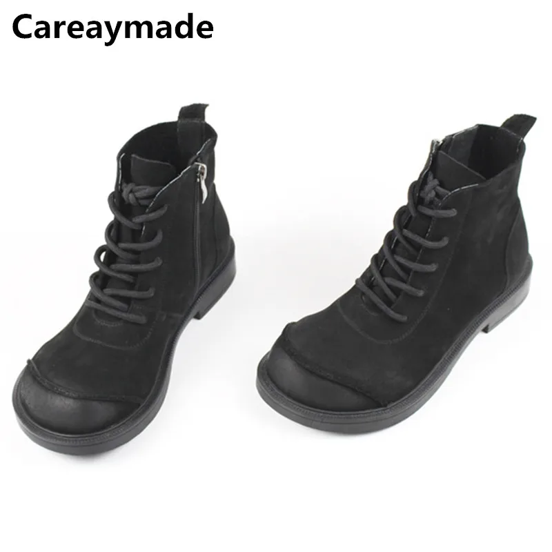 

Careaymade-Women's Ankle Boots extra Wide Width 100% Genuine Leather Ladies Ankle Boots Woman Autumn Shoes Anti-slip Flat Boots