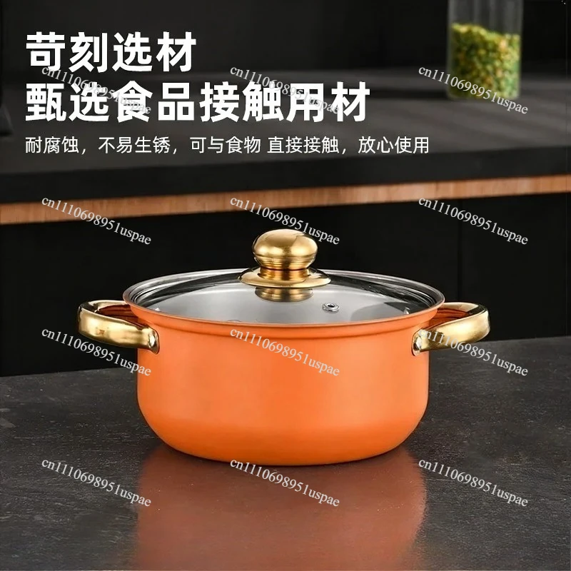 Pot Set Color, Stainless Steel Pan Non-stick Frying Pan Set, Soup Pot Household 12-piece Set