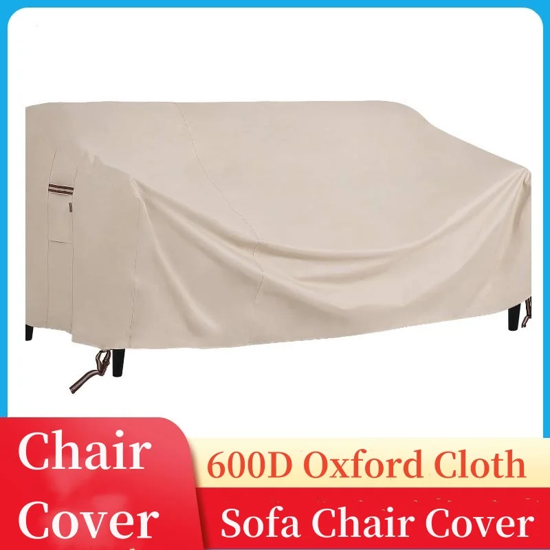 600D Outdoor Sofa Chair Cover,Nordic Courtyard Garden Furniture Chair Cover,Dust And Sun Protection Cover,Beige Balcony Cover