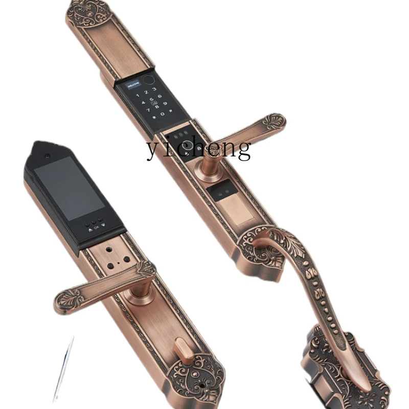 cc29 3D Face Recognition Smart Lock Gate Copper Door Fingerprint Lock Peephole Viewer Electronic Lock