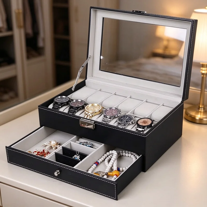 boite-a-montres-en-cuir-pu-a-2-niveaux-verrouillable-presentoir-a-montres-12-emplacements-etui-a-bijoux-pour-hommes-et-femmes-collection-de-montres-cadeau