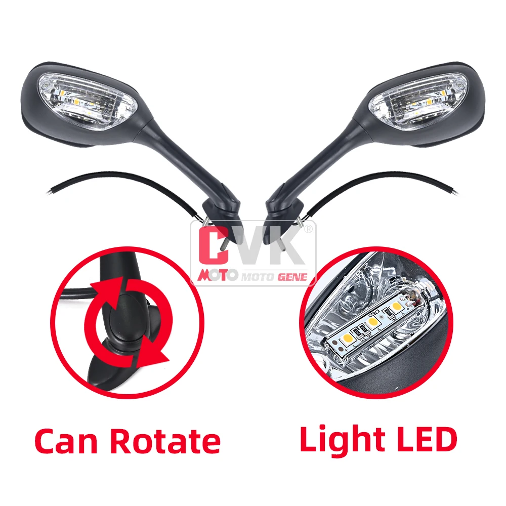 Cvk Spiegels Achteruitkijkspiegel Omgekeerde Met Licht Voor Suzuki GSXR600 GSXR750 GSXR1000 K5 K6 K7 K8 2005 2006 2007 2008 2009 2010