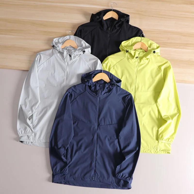 

Functionnal Outdoor Men's Jaet Spring Summer Lightweight Long Sve Hooded Anti-UV Spor Cool Feeling Water-Resistant