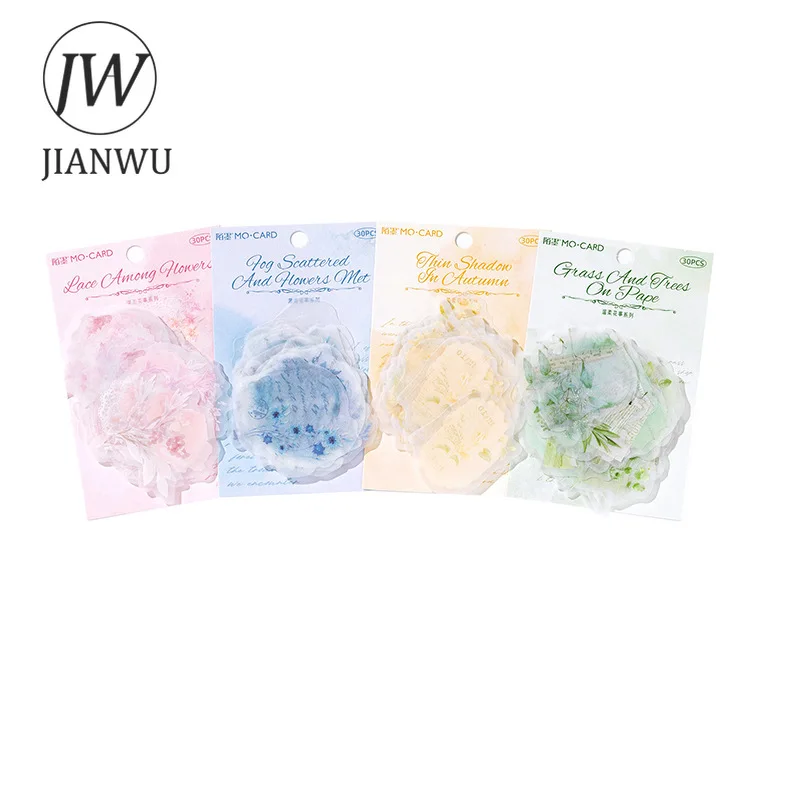 JIANWU 30 Sheets Gentle Flower Series Vintage Flower Material Decor Sticker Creative DIY Journal Collage Stationery