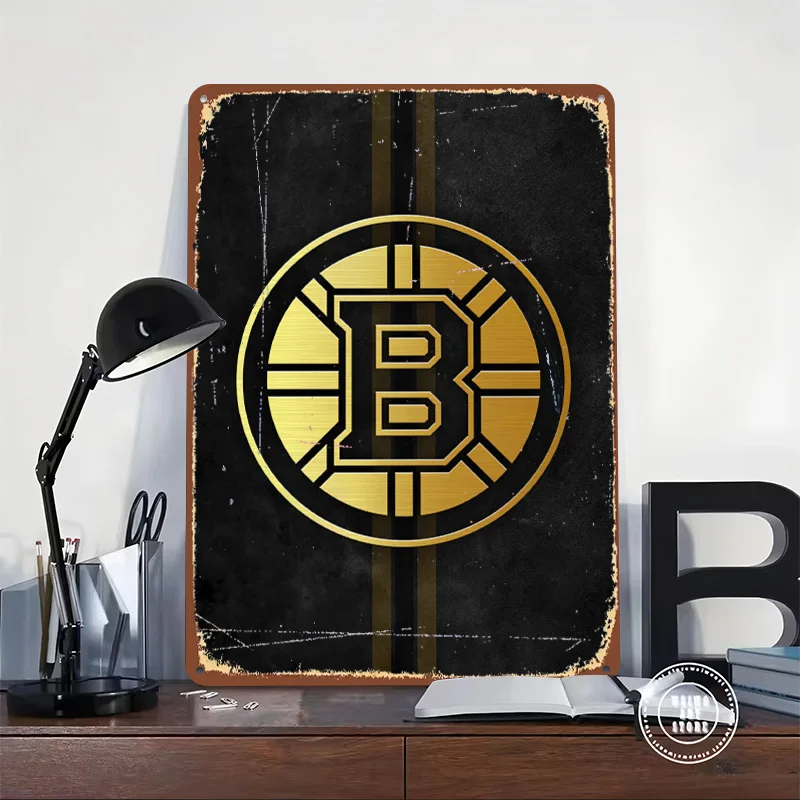 Boston Bruins Tin Plaque Poster Customized Wall Art Retro Vintage Metal Signs for Room Garage Decoration Gaming Bar Accessories