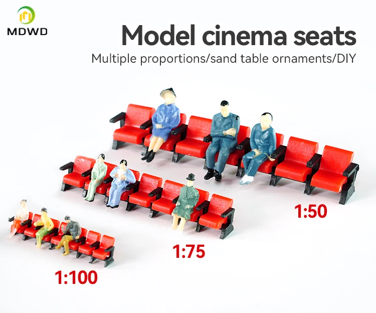 10 stücke Kino Stuhl Modell Spielzeug Film Stühle Diorama Architektur Modellbau Miniatur Film Theater Landschaft – Detail 1