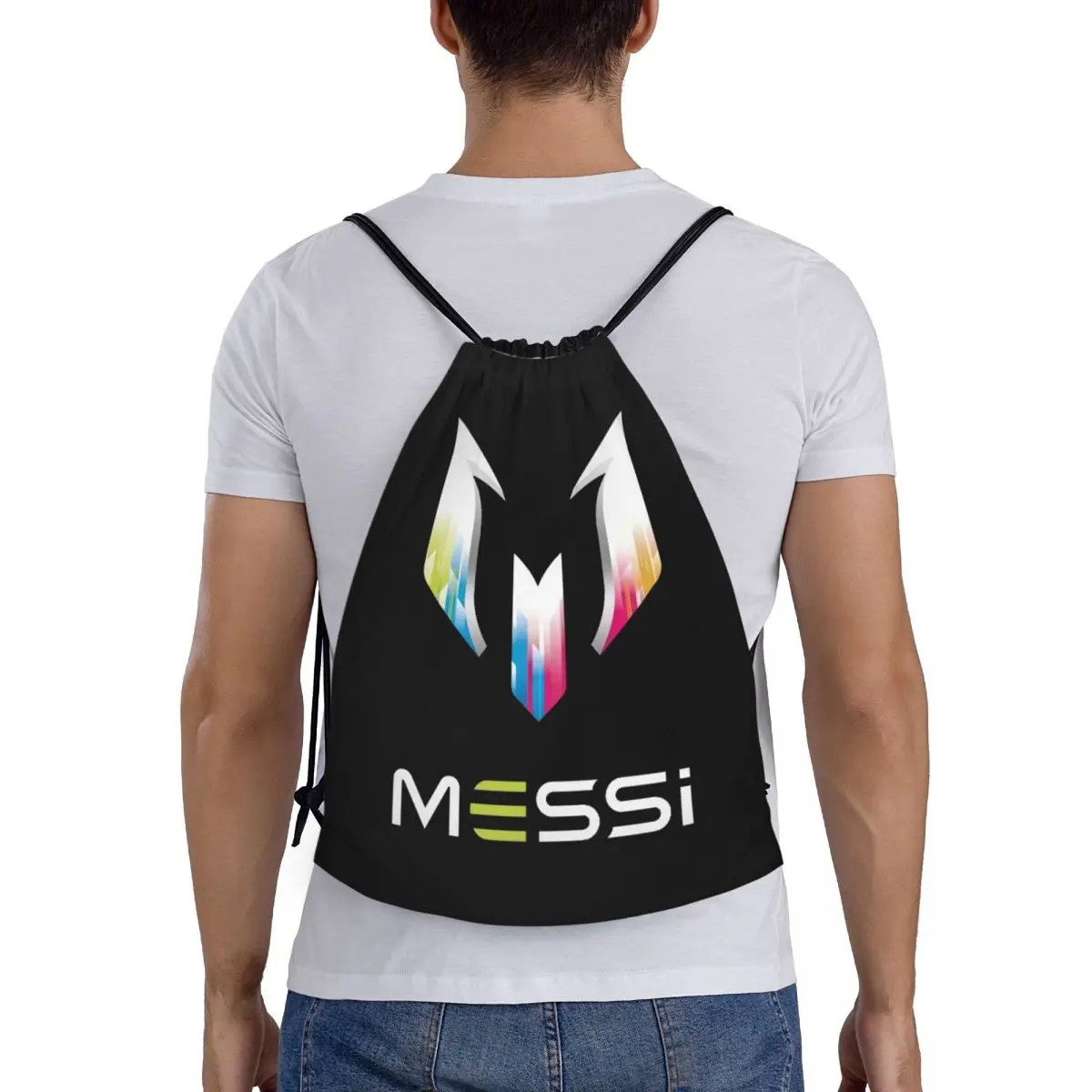 Custom Messis 10 Soccer Football Drawstring Backpack Women Men Gym Sport Sackpack Portable Shopping Bag Sack