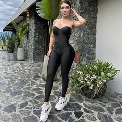 BKLD Women Clothing Solid Color 2026 Autumn New Strapless Tight Sexy Hollow Out Backless Jumpsuit One Pieces Party Clubwear